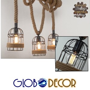 glo-01149-01149_2 GLOBOSTAR® LILO 01149 VINTAGE ΚΡΕΜΑΣΤΟ ΦΩΤΙΣΤΙΚΟ ΡΑΓΑ ΤΡΙΦΩΤΟ 3 X E27 IP20 ΚΑΦΕ ΞΥΛΟ ΜΕ ΜΠ