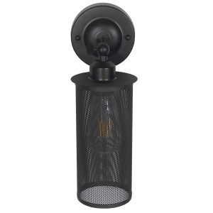 glo-01160-01160_6 GLOBOSTAR® HOLVIA 01160 VINTAGE ΕΠΙΤΟΙΧΙΟ ΦΩΤΙΣΤΙΚΟ ΑΠΛΙΚΑ ΜΟΝΟΦΩΤΟ 1 X E27 IP20 ΜΑΥΡΟ ΜΕΤ