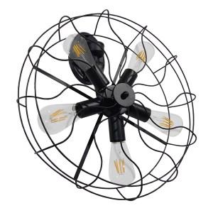 glo-01163-01163_0 GLOBOSTAR® FAN 01163 VINTAGE ΕΠΙΤΟΙΧΙΟ ΦΩΤΙΣΤΙΚΟ ΑΠΛΙΚΑ ΠΟΛΥΦΩΤΟ 5 X E27 IP20 ΜΑΥΡΟ ΜΕΤΑΛΛ