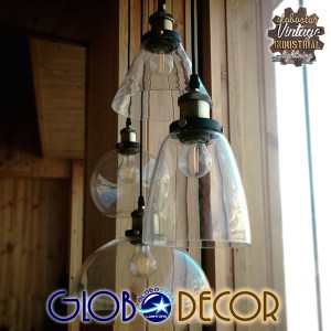 glo-01171-gyalina GLOBOSTAR® WICKHAM 01171 VINTAGE ΚΡΕΜΑΣΤΟ ΦΩΤΙΣΤΙΚΟ ΚΑΜΠΑΝΑ ΜΟΝΟΦΩΤΟ 1 X E27 IP20 ΔΙΑΦΑΝΟ 