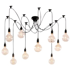 glo-01173-01173_002 GLOBOSTAR® WIRED 01173 VINTAGE ΚΡΕΜΑΣΤΟ ΦΩΤΙΣΤΙΚΟ ΠΛΕΓΜΑ ΠΟΛΥΦΩΤΟ 10 X E27 ΜΑΥΡΟ ΜΕΤΑΛΛΟ Μ