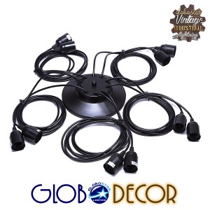 glo-01173-01173_1 GLOBOSTAR® WIRED 01173 VINTAGE ΚΡΕΜΑΣΤΟ ΦΩΤΙΣΤΙΚΟ ΠΛΕΓΜΑ ΠΟΛΥΦΩΤΟ 10 X E27 ΜΑΥΡΟ ΜΕΤΑΛΛΟ Μ