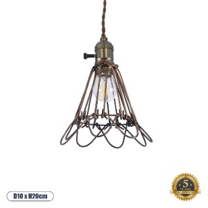 glo-01180-01180_0 GLOBOSTAR® FLOWERON 01180 VINTAGE ΚΡΕΜΑΣΤΟ ΦΩΤΙΣΤΙΚΟ ΠΛΕΓΜΑ ΜΟΝΟΦΩΤΟ 1 X E27 IP20 ΧΑΛΚΙΝΟ 