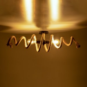 glo-01188-01188_3 GLOBOSTAR® SPIRAL 01188 VINTAGE ΦΩΤΙΣΤΙΚΟ ΟΡΟΦΗΣ ΠΛΕΓΜΑ ΔΙΦΩΤΟ 2 X E27 IP20 ΜΑΥΡΟ ΜΕΤΑΛΛΟ 
