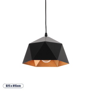 glo-01194-01194_0 GLOBOSTAR® HEXAGON 01194 ΜΟΝΤΕΡΝΟ ΚΡΕΜΑΣΤΟ ΦΩΤΙΣΤΙΚΟ ΚΑΜΠΑΝΑ ΜΟΝΟΦΩΤΟ 1 X E27 IP20 ΜΑΥΡΟ &