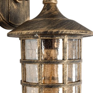 glo-01228-01228_6 GLOBOSTAR® PHAROS 01228 VINTAGE ΕΠΙΤΟΙΧΙΟ ΦΩΤΙΣΤΙΚΟ ΑΠΛΙΚΑ ΜΟΝΟΦΩΤΟ 1 X E27 IP20 MΠΡΟΥΤΖΙΝΟ ΜΕΤΑΛΛΟ ΜΕ ΜΕΛΙ ΓΥΑΛΙ - Μ17 X Π19 X Υ29CM