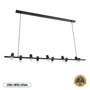 glo-01242-01242_0 GLOBOSTAR® ALFREDA 01242 ΜΟΝΤΕΡΝΟ ΚΡΕΜΑΣΤΟ ΦΩΤΙΣΤΙΚΟ ΡΑΓΑ ΠΟΛΥΦΩΤΟ 10 X E27 IP20 ΜΑΥΡΟ ΜΕΤ