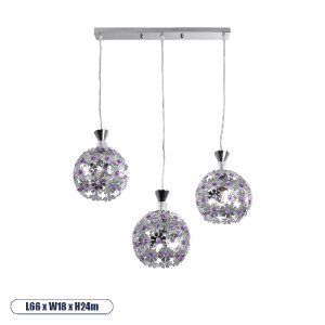 glo-01249-01249_0 GLOBOSTAR® BOUQUET 01249 ΜΟΝΤΕΡΝΟ ΚΡΕΜΑΣΤΟ ΦΩΤΙΣΤΙΚΟ ΜΠΑΛΑ ΤΡΙΦΩΤΟ 3 X E27 IP20 ΑΣΗΜΙ ΜΕΤΑ