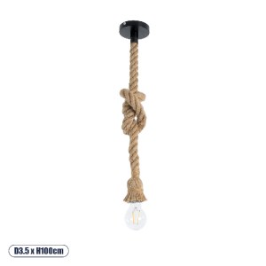 glo-01278-01278_0 GLOBOSTAR® ROPE 01278 VINTAGE ΚΡΕΜΑΣΤΟ ΦΩΤΙΣΤΙΚΟ ΑΝΑΡΤΗΣΗ ΜΟΝΟΦΩΤΟ 1 X E27 IP20 ΜΠΕΖ ΣΧΟΙΝ