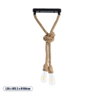 glo-01279-01279_0 GLOBOSTAR® ROPE 01279 VINTAGE ΚΡΕΜΑΣΤΟ ΦΩΤΙΣΤΙΚΟ ΡΑΓΑ ΔΙΦΩΤΟ 2 X E27 IP20 ΜΠΕΖ ΣΧΟΙΝΙ - Μ3