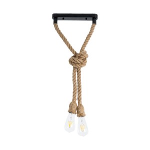 glo-01279-01279_2 GLOBOSTAR® ROPE 01279 VINTAGE ΚΡΕΜΑΣΤΟ ΦΩΤΙΣΤΙΚΟ ΡΑΓΑ ΔΙΦΩΤΟ 2 X E27 IP20 ΜΠΕΖ ΣΧΟΙΝΙ - Μ3