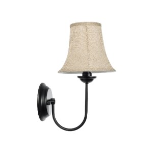 glo-01299-01299_3 GLOBOSTAR® SHELLY 01299 VINTAGE ΕΠΙΤΟΙΧΙΟ ΦΩΤΙΣΤΙΚΟ ΑΠΛΙΚΑ ΜΟΝΟΦΩΤΟ 1 X E27 IP20 ΜΑΥΡΟ ΜΕΤΑΛΛΟ ΜΕ ΜΠΕΖ ΥΦΑΣΜΑ - Μ20 X Π26 X Υ37CM