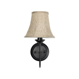 glo-01299-01299_4 GLOBOSTAR® SHELLY 01299 VINTAGE ΕΠΙΤΟΙΧΙΟ ΦΩΤΙΣΤΙΚΟ ΑΠΛΙΚΑ ΜΟΝΟΦΩΤΟ 1 X E27 IP20 ΜΑΥΡΟ ΜΕΤΑΛΛΟ ΜΕ ΜΠΕΖ ΥΦΑΣΜΑ - Μ20 X Π26 X Υ37CM
