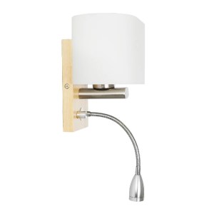 glo-01316-01316_3 GLOBOSTAR® SUTTON 01316 ΜΟΝΤΕΡΝΟ ΕΠΙΤΟΙΧΙΟ ΦΩΤΙΣΤΙΚΟ ΑΠΛΙΚΑ ΜΕ LED ΒΡΑΧΙΟΝΑ ΔΙΦΩΤΟ 1 X E27 IP20 ΜΠΕΖ ΞΥΛΟ, ΛΕΥΚΟ ΓΥΑΛΙ ΜΕ ΑΣΗΜΙ ΜΕΤΑΛΛΟ - Μ15 X Π20 X Υ22.5CM