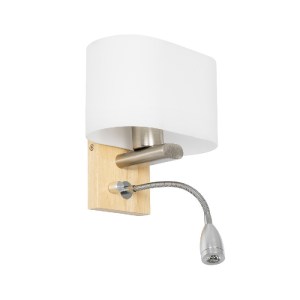 glo-01316-5779ef_01316_0 GLOBOSTAR® SUTTON 01316 ΜΟΝΤΕΡΝΟ ΕΠΙΤΟΙΧΙΟ ΦΩΤΙΣΤΙΚΟ ΑΠΛΙΚΑ ΜΕ LED ΒΡΑΧΙΟΝΑ ΔΙΦΩΤΟ 1 X E27 IP20 ΜΠΕΖ ΞΥΛΟ, ΛΕΥΚΟ ΓΥΑΛΙ ΜΕ ΑΣΗΜΙ ΜΕΤΑΛΛΟ - Μ15 X Π20 X Υ22.5CM