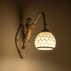 glo-01317-01317_2 GLOBOSTAR® MERMAID 01317 VINTAGE ΕΠΙΤΟΙΧΙΟ ΦΩΤΙΣΤΙΚΟ ΑΠΛΙΚΑ ΜΟΝΟΦΩΤΟ 1 X E27 IP20 ΛΕΥΚΟ ΓΥΑΛΙ ΜΕ ΛΕΥΚΟ & ΧΡΥΣΟ ΜΕΤΑΛΛΟ - Μ28 X Π14 X Υ24CM