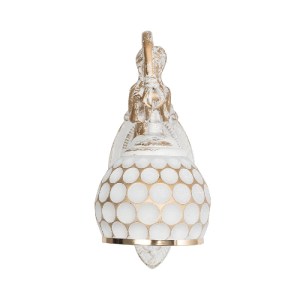 glo-01317-01317_3 GLOBOSTAR® MERMAID 01317 VINTAGE ΕΠΙΤΟΙΧΙΟ ΦΩΤΙΣΤΙΚΟ ΑΠΛΙΚΑ ΜΟΝΟΦΩΤΟ 1 X E27 IP20 ΛΕΥΚΟ ΓΥΑΛΙ ΜΕ ΛΕΥΚΟ & ΧΡΥΣΟ ΜΕΤΑΛΛΟ - Μ28 X Π14 X Υ24CM