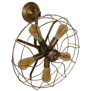 glo-01381-01381_0010 GLOBOSTAR® FAN 01381 VINTAGE ΕΠΙΤΟΙΧΙΟ ΦΩΤΙΣΤΙΚΟ ΑΠΛΙΚΑ ΠΟΛΥΦΩΤΟ 5 X E27 IP20 ΧΑΛΚΙΝΟ ΜΕΤΑ