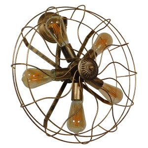 glo-01381-01381_002 GLOBOSTAR® FAN 01381 VINTAGE ΕΠΙΤΟΙΧΙΟ ΦΩΤΙΣΤΙΚΟ ΑΠΛΙΚΑ ΠΟΛΥΦΩΤΟ 5 X E27 IP20 ΧΑΛΚΙΝΟ ΜΕΤΑ