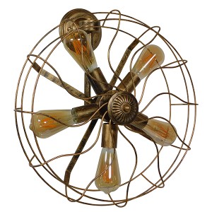 glo-01381-01381_003 GLOBOSTAR® FAN 01381 VINTAGE ΕΠΙΤΟΙΧΙΟ ΦΩΤΙΣΤΙΚΟ ΑΠΛΙΚΑ ΠΟΛΥΦΩΤΟ 5 X E27 IP20 ΧΑΛΚΙΝΟ ΜΕΤΑ
