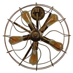 glo-01381-01381_007 GLOBOSTAR® FAN 01381 VINTAGE ΕΠΙΤΟΙΧΙΟ ΦΩΤΙΣΤΙΚΟ ΑΠΛΙΚΑ ΠΟΛΥΦΩΤΟ 5 X E27 IP20 ΧΑΛΚΙΝΟ ΜΕΤΑ