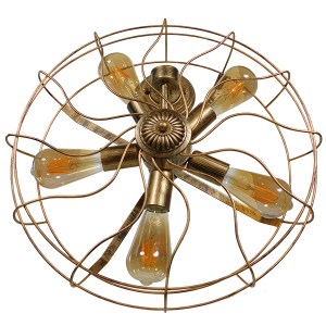 glo-01381-01381_008 GLOBOSTAR® FAN 01381 VINTAGE ΕΠΙΤΟΙΧΙΟ ΦΩΤΙΣΤΙΚΟ ΑΠΛΙΚΑ ΠΟΛΥΦΩΤΟ 5 X E27 IP20 ΧΑΛΚΙΝΟ ΜΕΤΑ