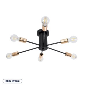 glo-01384-01384_0 GLOBOSTAR® OLINDA 01384 ΜΟΝΤΕΡΝΟ ΦΩΤΙΣΤΙΚΟ ΟΡΟΦΗΣ ΠΛΕΓΜΑ ΠΟΛΥΦΩΤΟ 6 X E27 IP20 ΜΑΥΡΟ & ΧΑΛ