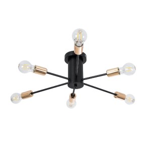 glo-01384-01384_2 GLOBOSTAR® OLINDA 01384 ΜΟΝΤΕΡΝΟ ΦΩΤΙΣΤΙΚΟ ΟΡΟΦΗΣ ΠΛΕΓΜΑ ΠΟΛΥΦΩΤΟ 6 X E27 IP20 ΜΑΥΡΟ & ΧΑΛ