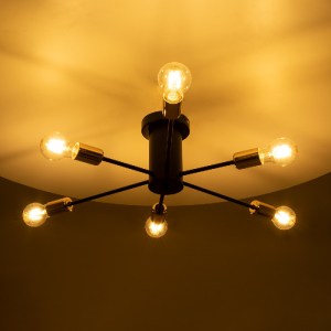 glo-01384-01384_3 GLOBOSTAR® OLINDA 01384 ΜΟΝΤΕΡΝΟ ΦΩΤΙΣΤΙΚΟ ΟΡΟΦΗΣ ΠΛΕΓΜΑ ΠΟΛΥΦΩΤΟ 6 X E27 IP20 ΜΑΥΡΟ & ΧΑΛ