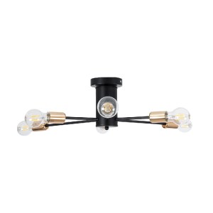 glo-01384-01384_4 GLOBOSTAR® OLINDA 01384 ΜΟΝΤΕΡΝΟ ΦΩΤΙΣΤΙΚΟ ΟΡΟΦΗΣ ΠΛΕΓΜΑ ΠΟΛΥΦΩΤΟ 6 X E27 IP20 ΜΑΥΡΟ & ΧΑΛ