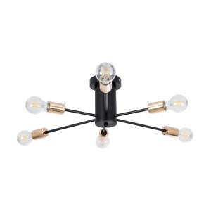 glo-01384-01384_6 GLOBOSTAR® OLINDA 01384 ΜΟΝΤΕΡΝΟ ΦΩΤΙΣΤΙΚΟ ΟΡΟΦΗΣ ΠΛΕΓΜΑ ΠΟΛΥΦΩΤΟ 6 X E27 IP20 ΜΑΥΡΟ & ΧΑΛ