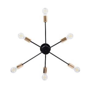 glo-01384-01384_7 GLOBOSTAR® OLINDA 01384 ΜΟΝΤΕΡΝΟ ΦΩΤΙΣΤΙΚΟ ΟΡΟΦΗΣ ΠΛΕΓΜΑ ΠΟΛΥΦΩΤΟ 6 X E27 IP20 ΜΑΥΡΟ & ΧΑΛ