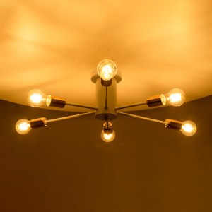 glo-01385-01385_3 GLOBOSTAR® OLINDA 01385 ΜΟΝΤΕΡΝΟ ΦΩΤΙΣΤΙΚΟ ΟΡΟΦΗΣ ΠΛΕΓΜΑ ΠΟΛΥΦΩΤΟ 6 X E27 IP20 ΛΕΥΚΟ & ΧΑΛ