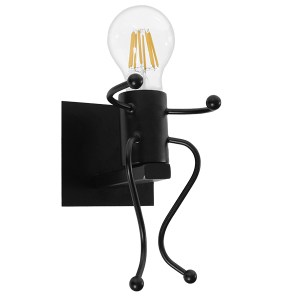 glo-01388-01388_0_0 GLOBOSTAR® LITTLE MAN 01388 ΜΟΝΤΕΡΝΟ ΕΠΙΤΟΙΧΙΟ ΦΩΤΙΣΤΙΚΟ ΑΠΛΙΚΑ ΜΟΝΟΦΩΤΟ 1 X E27 IP20 ΜΑΥΡ