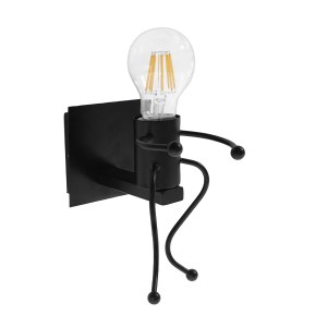 glo-01388-01388_2 GLOBOSTAR® LITTLE MAN 01388 ΜΟΝΤΕΡΝΟ ΕΠΙΤΟΙΧΙΟ ΦΩΤΙΣΤΙΚΟ ΑΠΛΙΚΑ ΜΟΝΟΦΩΤΟ 1 X E27 IP20 ΜΑΥΡ
