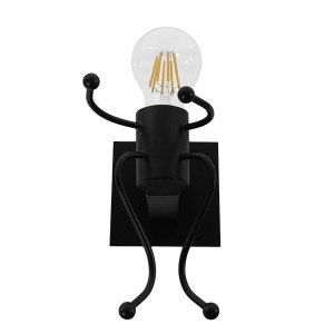 glo-01388-01388_3 GLOBOSTAR® LITTLE MAN 01388 ΜΟΝΤΕΡΝΟ ΕΠΙΤΟΙΧΙΟ ΦΩΤΙΣΤΙΚΟ ΑΠΛΙΚΑ ΜΟΝΟΦΩΤΟ 1 X E27 IP20 ΜΑΥΡ