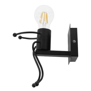 glo-01388-01388_4 GLOBOSTAR® LITTLE MAN 01388 ΜΟΝΤΕΡΝΟ ΕΠΙΤΟΙΧΙΟ ΦΩΤΙΣΤΙΚΟ ΑΠΛΙΚΑ ΜΟΝΟΦΩΤΟ 1 X E27 IP20 ΜΑΥΡ