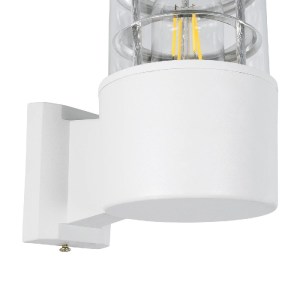 glo-01418-01418_7 GLOBOSTAR® NEWI 01418 ΜΟΝΤΕΡΝΟ ΕΠΙΤΟΙΧΙΟ ΦΩΤΙΣΤΙΚΟ ΑΠΛΙΚΑ ΜΟΝΟΦΩΤΟ 1 X E27 IP20 ΛΕΥΚΟ & ΑΣΗΜΙ ΜΕΤΑΛΛΟ ΜΕ ΔΙΑΦΑΝΟ ΓΥΑΛΙ - Μ11 X Π17 X Υ25CM