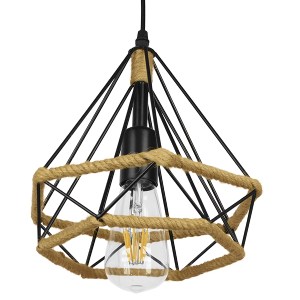 glo-01421-01421_4 GLOBOSTAR® FLUTED 01421 VINTAGE ΚΡΕΜΑΣΤΟ ΦΩΤΙΣΤΙΚΟ ΠΛΕΓΜΑ ΜΟΝΟΦΩΤΟ 1 X E27 IP20 ΜΑΥΡΟ ΜΕΤΑ
