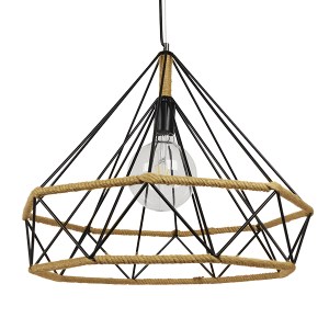 glo-01422-01422_0_0 GLOBOSTAR® FLUTED 01422 VINTAGE ΚΡΕΜΑΣΤΟ ΦΩΤΙΣΤΙΚΟ ΠΛΕΓΜΑ ΜΟΝΟΦΩΤΟ 1 X E27 IP20 ΜΑΥΡΟ ΜΕΤΑ