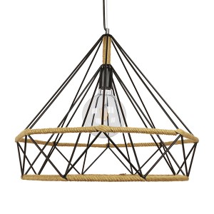 glo-01422-01422_3 GLOBOSTAR® FLUTED 01422 VINTAGE ΚΡΕΜΑΣΤΟ ΦΩΤΙΣΤΙΚΟ ΠΛΕΓΜΑ ΜΟΝΟΦΩΤΟ 1 X E27 IP20 ΜΑΥΡΟ ΜΕΤΑ