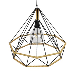 glo-01422-01422_5 GLOBOSTAR® FLUTED 01422 VINTAGE ΚΡΕΜΑΣΤΟ ΦΩΤΙΣΤΙΚΟ ΠΛΕΓΜΑ ΜΟΝΟΦΩΤΟ 1 X E27 IP20 ΜΑΥΡΟ ΜΕΤΑ