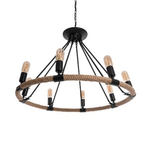 glo-01423-01423_6 GLOBOSTAR® MILLBANK 01423 VINTAGE ΚΡΕΜΑΣΤΟ ΦΩΤΙΣΤΙΚΟ ΠΛΕΓΜΑ ΠΟΛΥΦΩΤΟ 8 X E27 IP20 ΜΑΥΡΟ ΜΕ