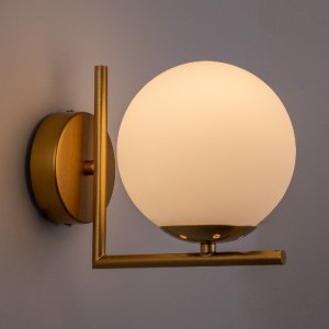 glo-01426-01426_2 GLOBOSTAR® JADA 01426 ΜΟΝΤΕΡΝΟ ΕΠΙΤΟΙΧΙΟ ΦΩΤΙΣΤΙΚΟ ΑΠΛΙΚΑ ΜΟΝΟΦΩΤΟ 1 X E27 IP20 ΧΡΥΣΟ ΜΕΤΑ