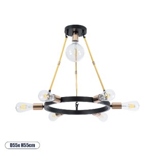 glo-01445-01445_0 GLOBOSTAR® SAILOR 01445 ΜΟΝΤΕΡΝΟ ΦΩΤΙΣΤΙΚΟ ΟΡΟΦΗΣ ΠΛΕΓΜΑ ΠΟΛΥΦΩΤΟ 7 X E27 IP20 ΜΑΥΡΟ, ΧΡΥΣ