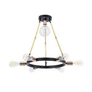 glo-01445-01445_2 GLOBOSTAR® SAILOR 01445 ΜΟΝΤΕΡΝΟ ΦΩΤΙΣΤΙΚΟ ΟΡΟΦΗΣ ΠΛΕΓΜΑ ΠΟΛΥΦΩΤΟ 7 X E27 IP20 ΜΑΥΡΟ, ΧΡΥΣ