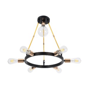 glo-01445-01445_5 GLOBOSTAR® SAILOR 01445 ΜΟΝΤΕΡΝΟ ΦΩΤΙΣΤΙΚΟ ΟΡΟΦΗΣ ΠΛΕΓΜΑ ΠΟΛΥΦΩΤΟ 7 X E27 IP20 ΜΑΥΡΟ, ΧΡΥΣ