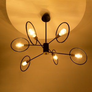 glo-01446-01446_3 GLOBOSTAR® NEXUS 01446 ΜΟΝΤΕΡΝΟ ΦΩΤΙΣΤΙΚΟ ΟΡΟΦΗΣ ΠΛΕΓΜΑ ΠΟΛΥΦΩΤΟ 6 X E27 IP20 ΜΑΥΡΟ & ΧΑΛΚ