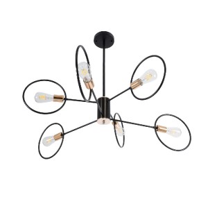 glo-01446-01446_4 GLOBOSTAR® NEXUS 01446 ΜΟΝΤΕΡΝΟ ΦΩΤΙΣΤΙΚΟ ΟΡΟΦΗΣ ΠΛΕΓΜΑ ΠΟΛΥΦΩΤΟ 6 X E27 IP20 ΜΑΥΡΟ & ΧΑΛΚ