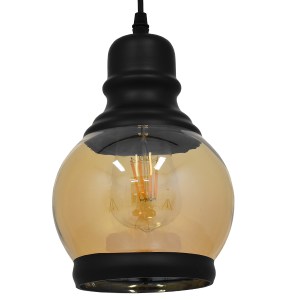 glo-01505-01505_00 GLOBOSTAR® OLIVER 01505 VINTAGE ΚΡΕΜΑΣΤΟ ΦΩΤΙΣΤΙΚΟ ΚΑΜΠΑΝΑ ΜΟΝΟΦΩΤΟ 1 X E27 IP20 ΜΕΛΙ ΓΥΑΛ